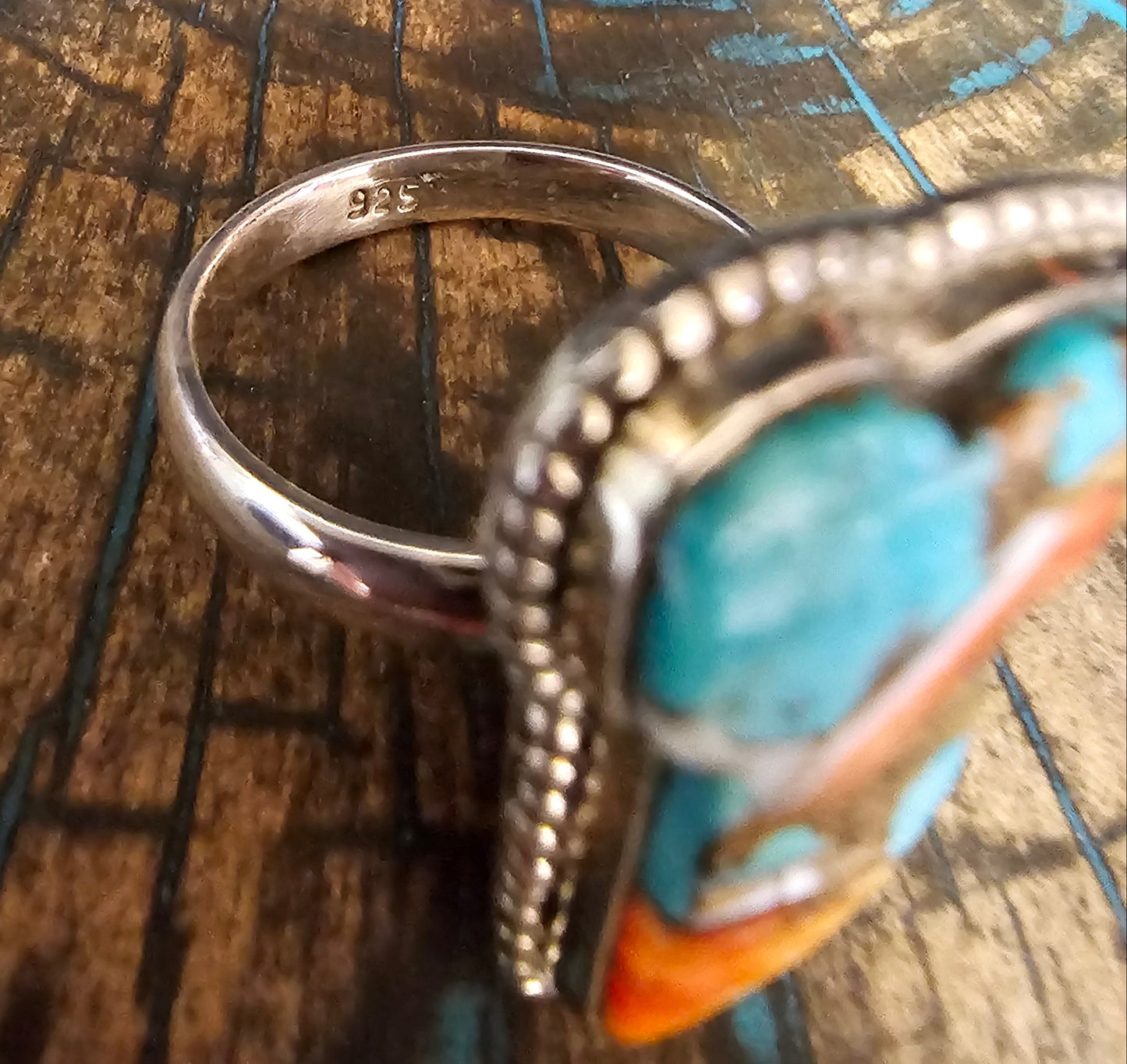 Spiny Oyster Inlay Ring Size 8 Boot Shape Sterling Silver