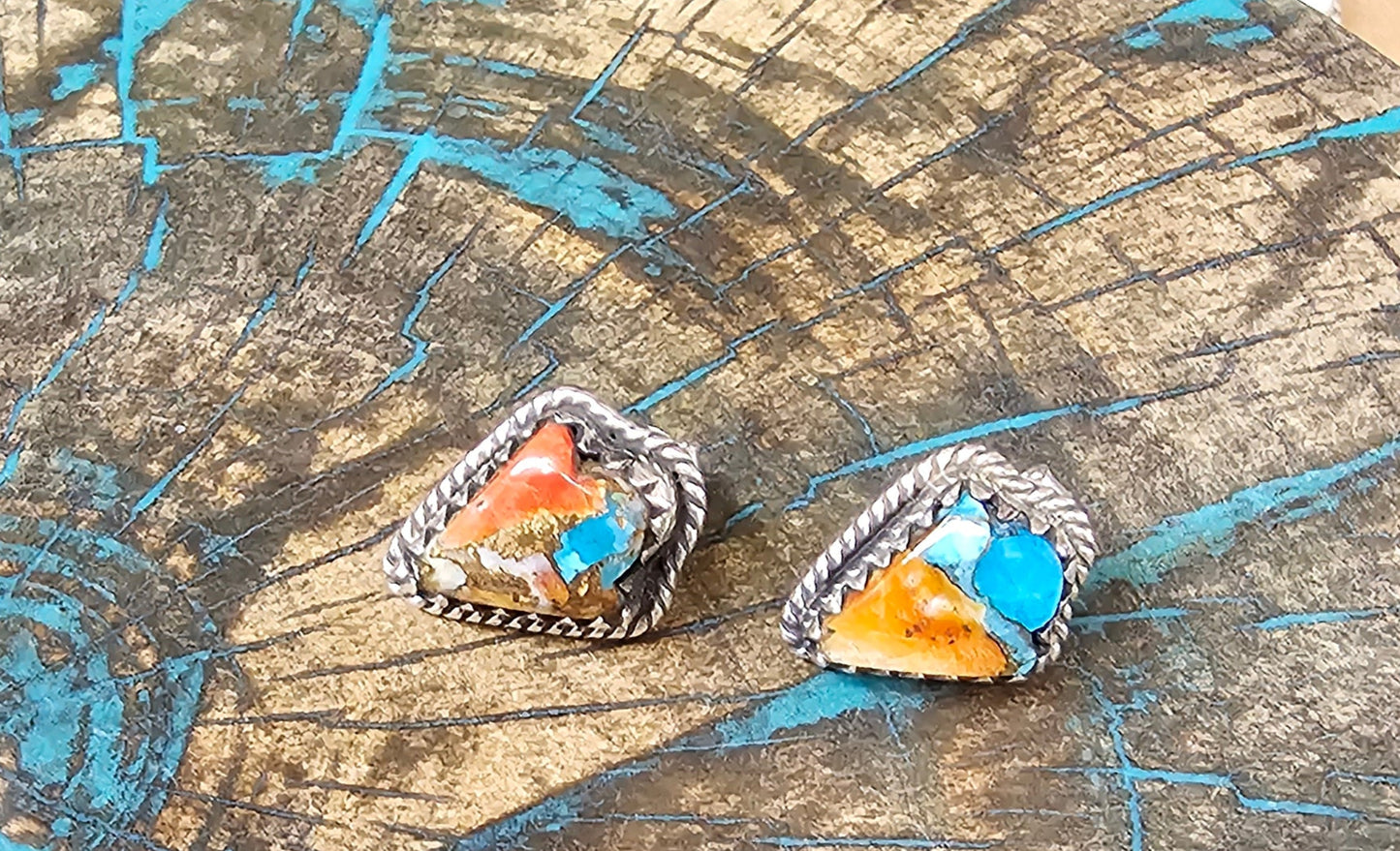 Spiny Oyster Sterling Silver Earrings Diamond Shape