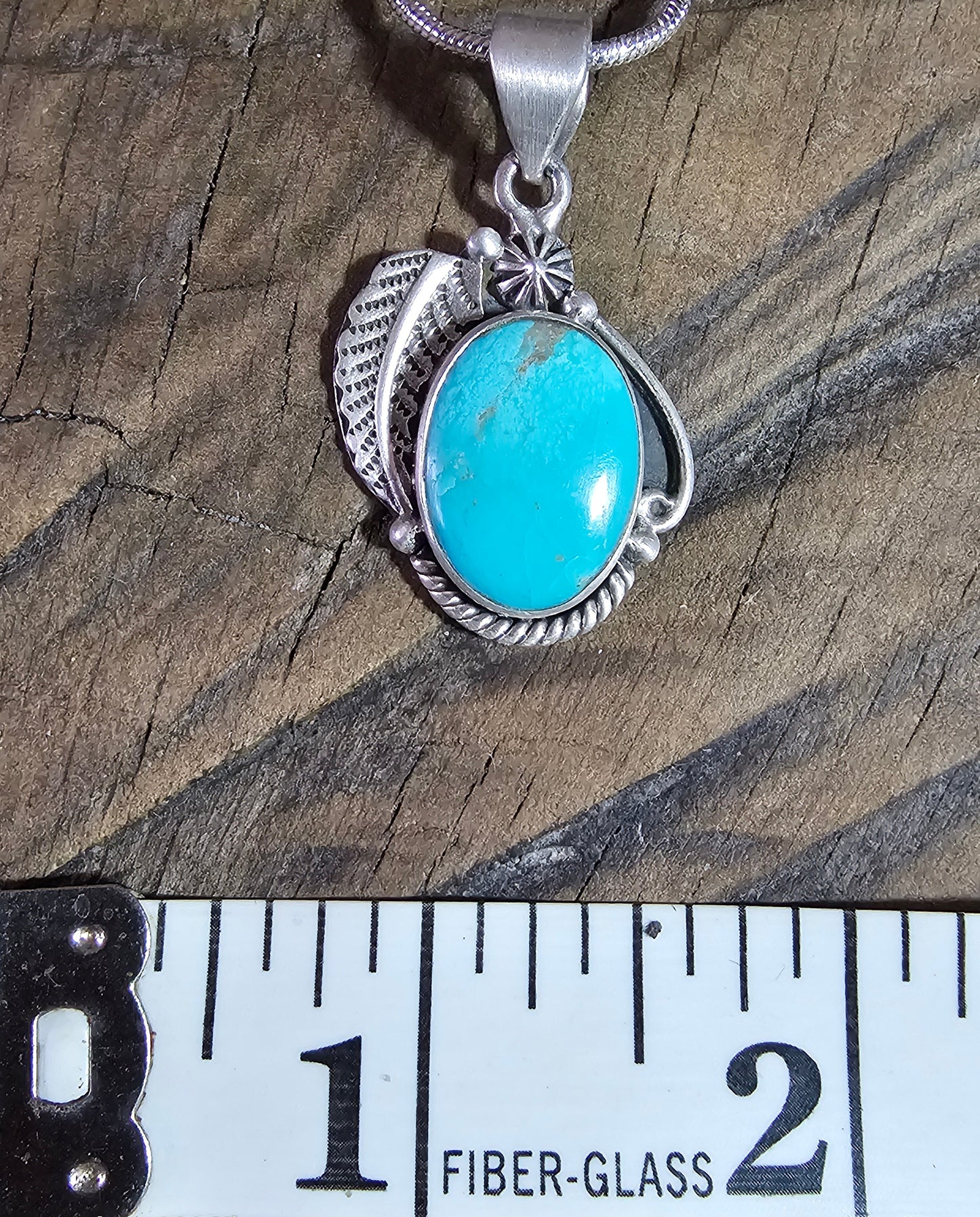 Kingman Turquoise Pendant with Brushed Sterling Silver