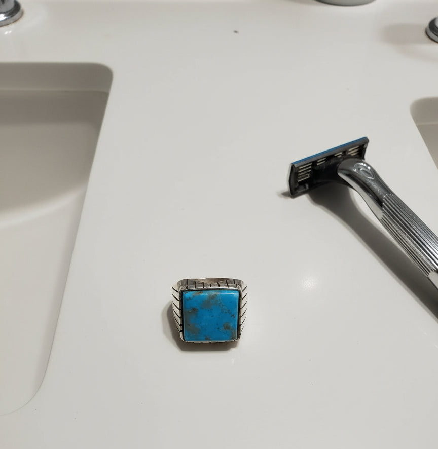 Trevor Jack Sterling Silver Ring Size 9.5 Navajo Kingman Turquoise Rare