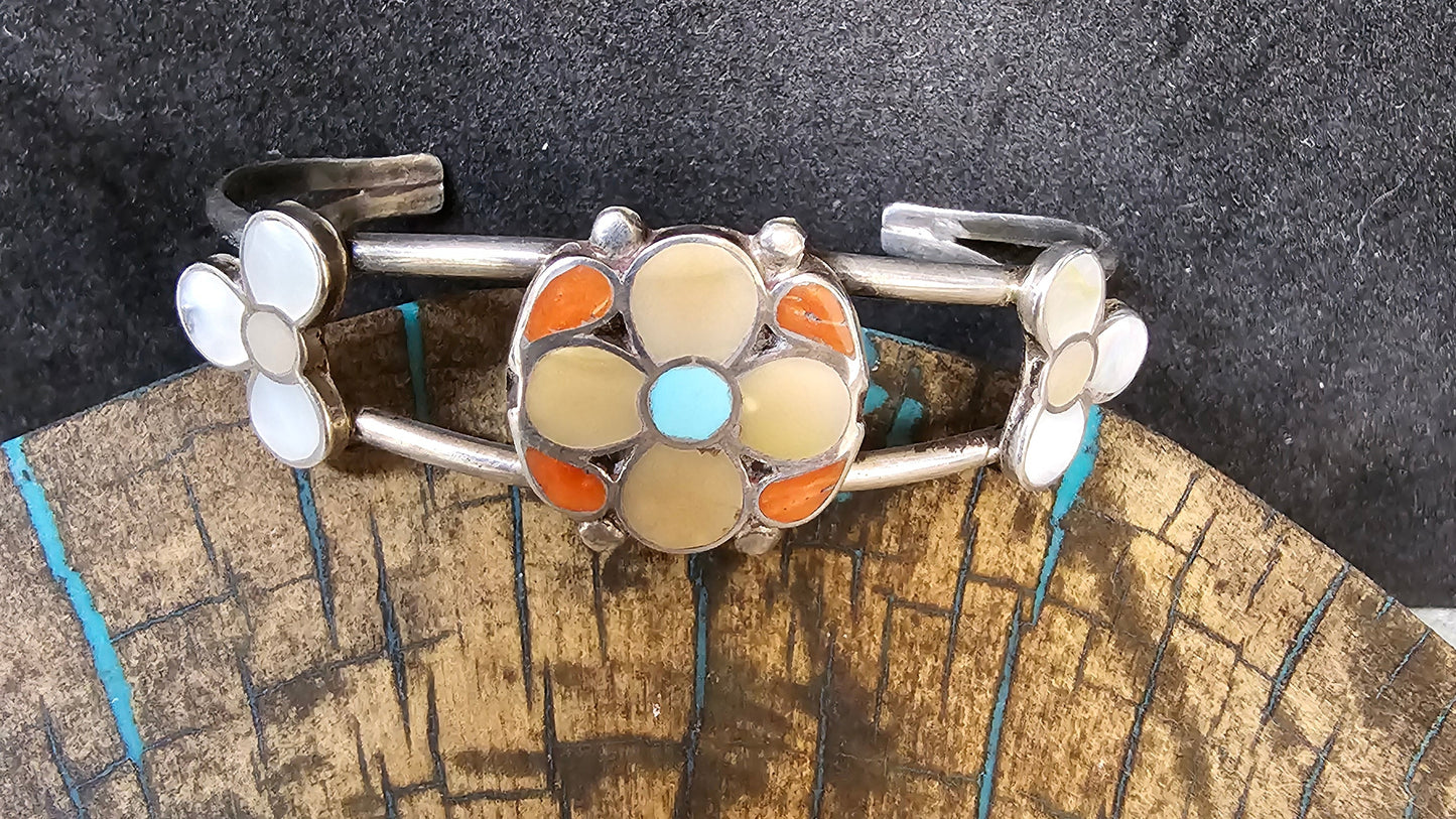 Zuni Mother of Pearl Cuff Signed Winnie L. Zephier