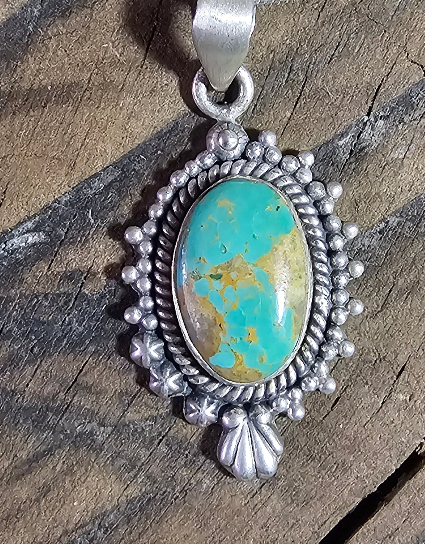 Kingman Turquoise Pendant set in Sterling Silver