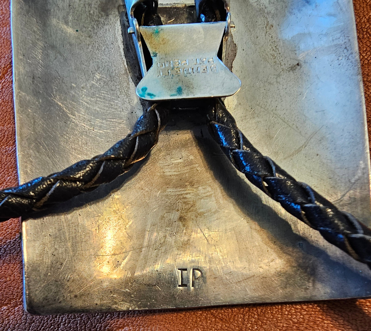 Vintage Bolo Tie Navajo Stamped Irene Platero Sterling Silver Turquoise Red Coral