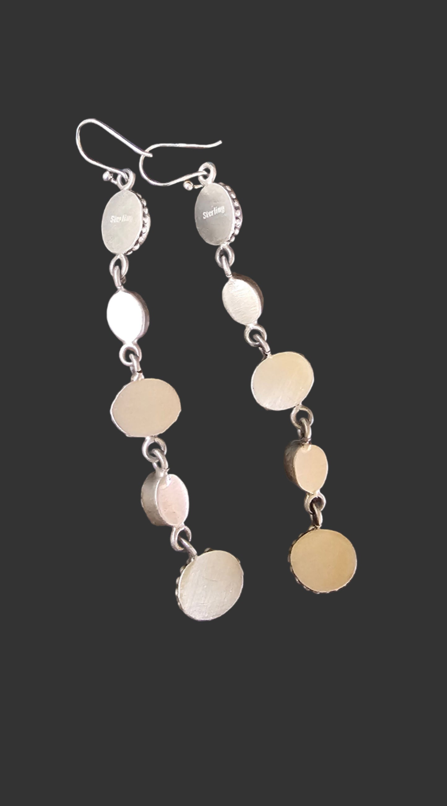 White Buffalo Dangle Earrings Sterling Silver Southwestern 3" long