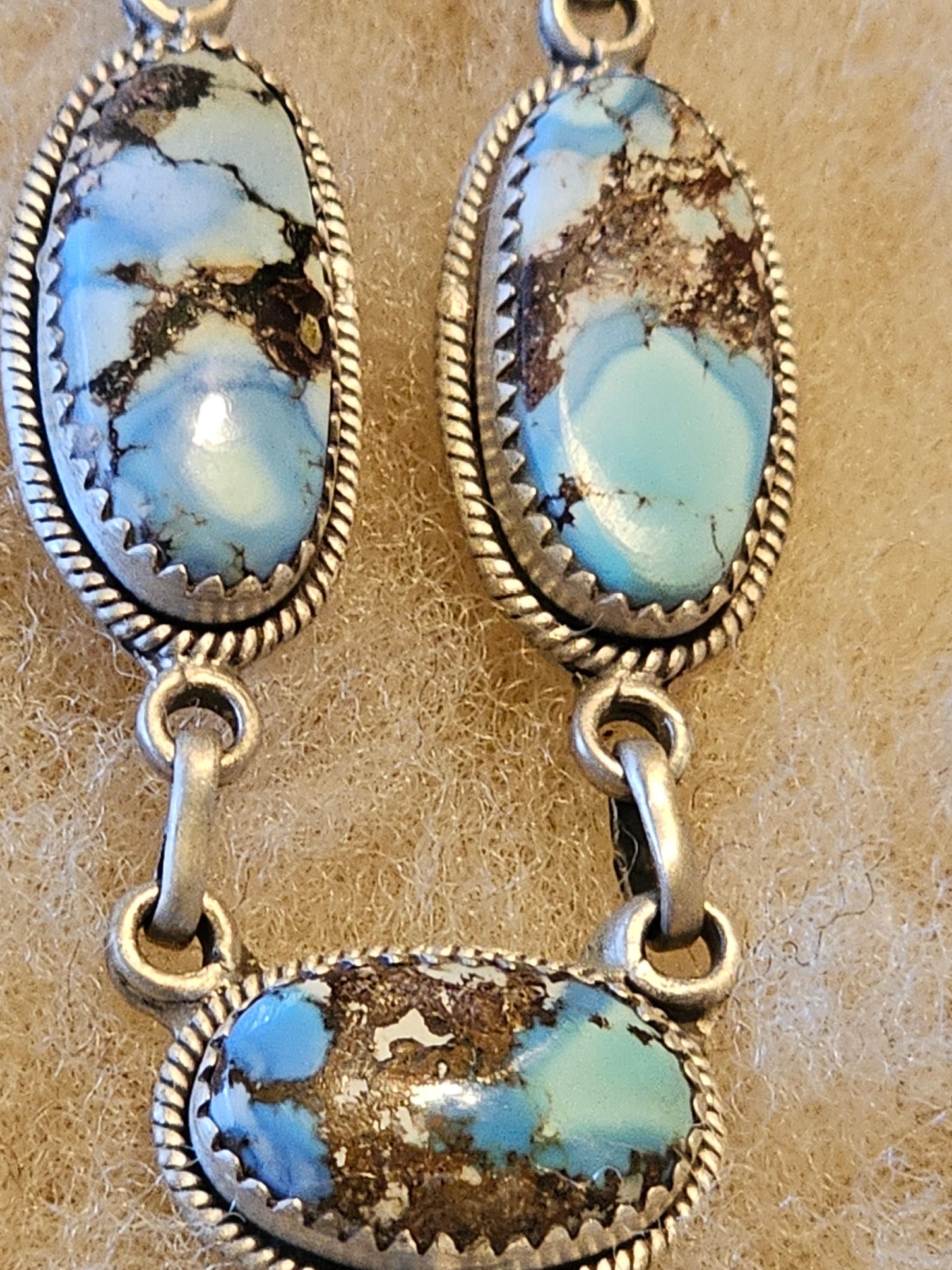 Golden Hils Turquoise Sterling Silver Southwestern Lariart 16 "