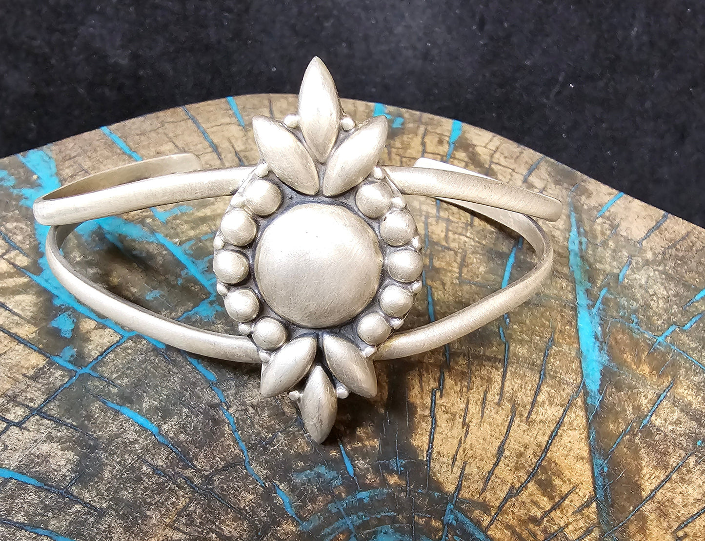 Sterling Silver Cuff with Floral Design Southwestern