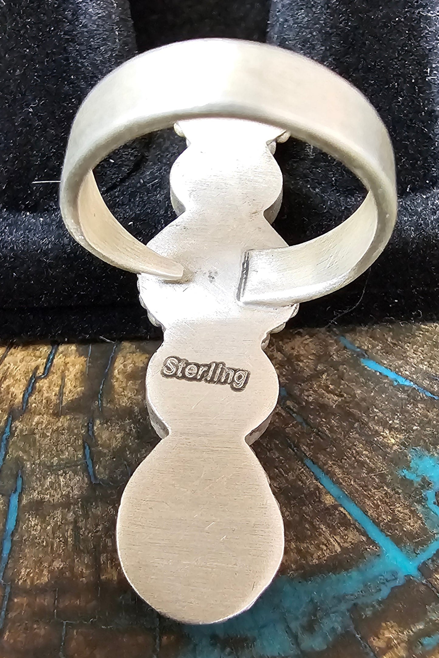 White Buffalo & Sterling Silver Adjustable Ring 5 Stones