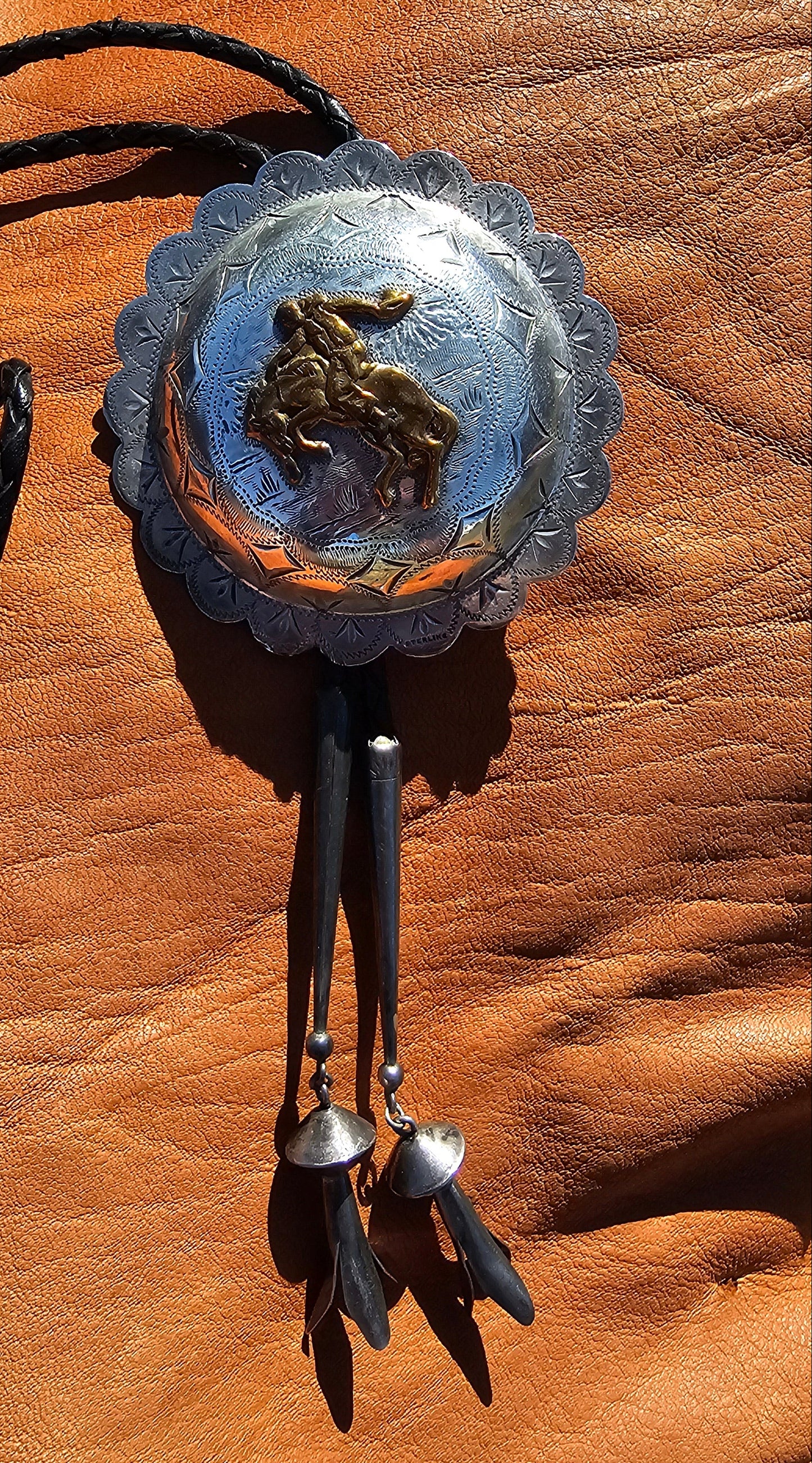 Bucking Bronc Rider Bolo Tie Vintage Diablo Manufacting Company Sterling Silver