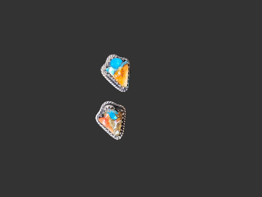 Spiny Oyster Sterling Silver Earrings Diamond Shape