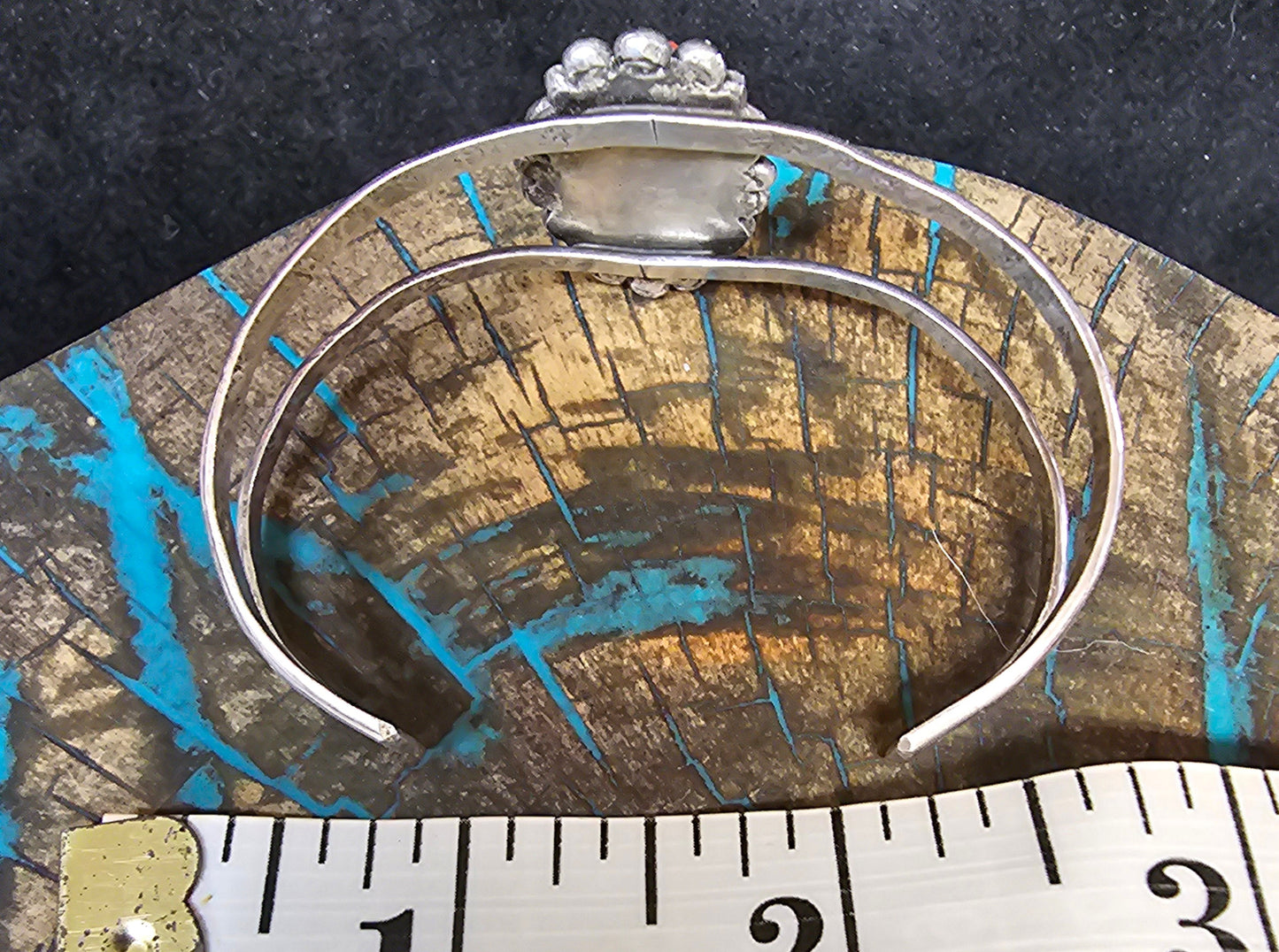 Vintage Navajo Branch Coral & Sterling Silver Cuff Stamped LL