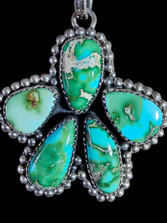 Sonoran Gold Turquoise set in Sterling Silver With SS Chain Necklace