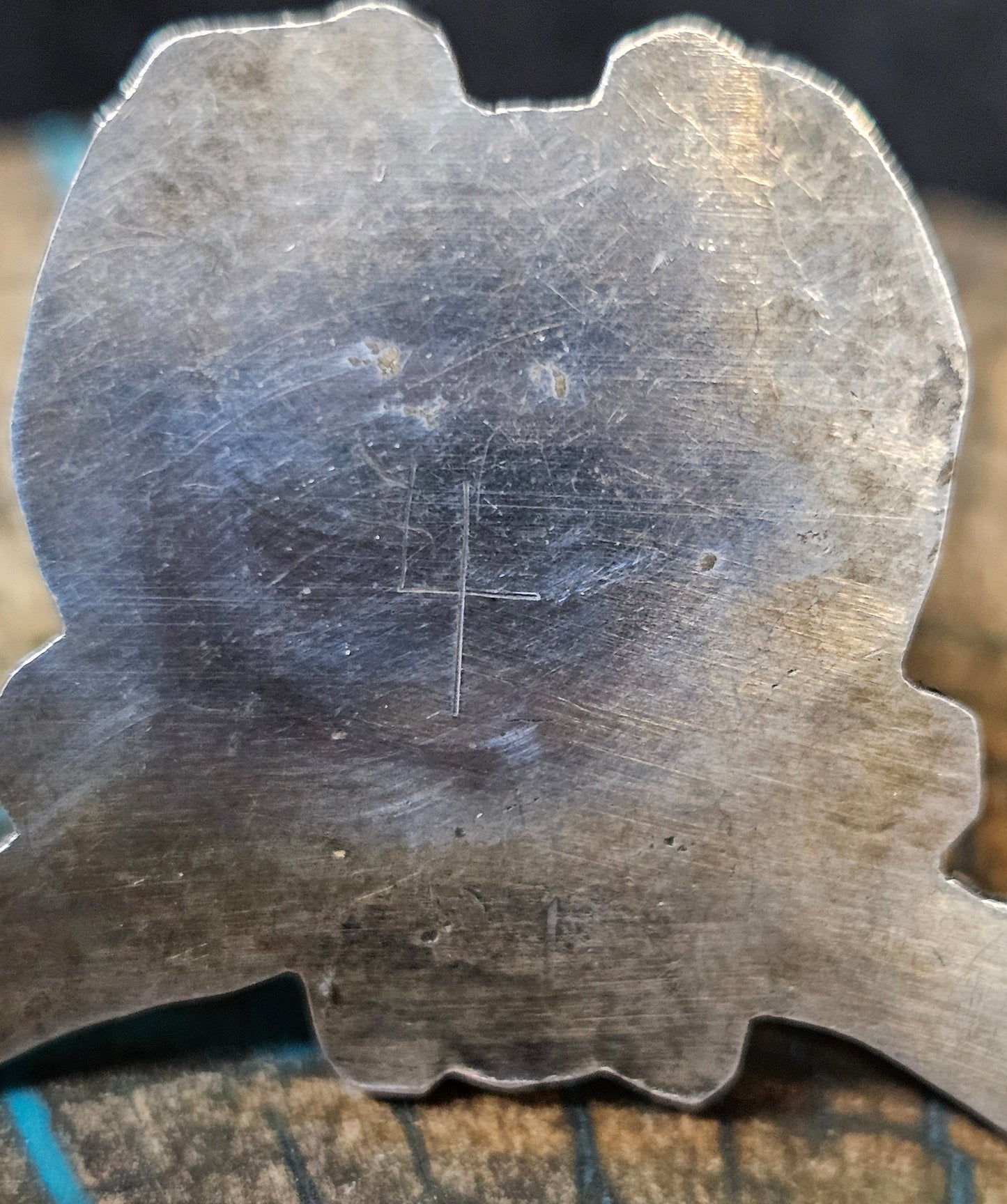 Vintage Navajo Cuff Sterling Silver & Turquoise Trading Post Mark