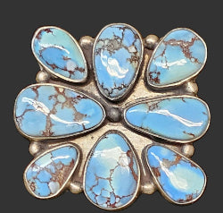 Golden Hills Turquoise & Brushed Sterling SIlver Ring Adjustable