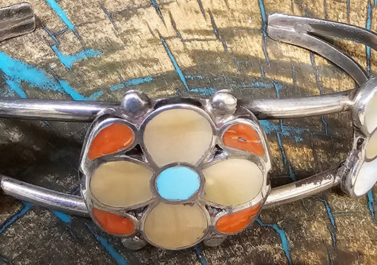Zuni Mother of Pearl Cuff Signed Winnie L. Zephier