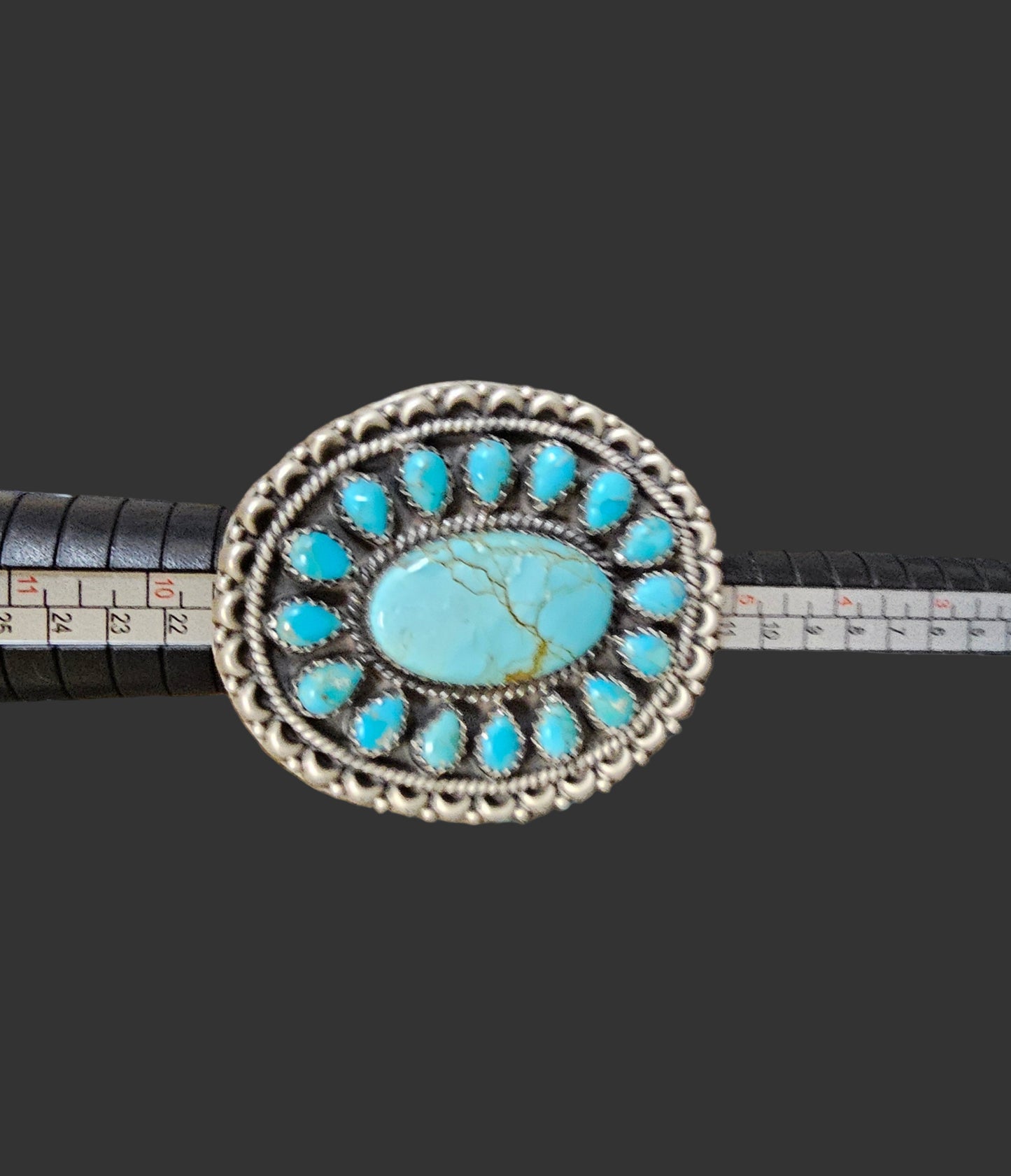 Kingman and Number 8 Turquoise Oval Large Sterling Silver Ring Southwestern Adjustable Tree Of Life