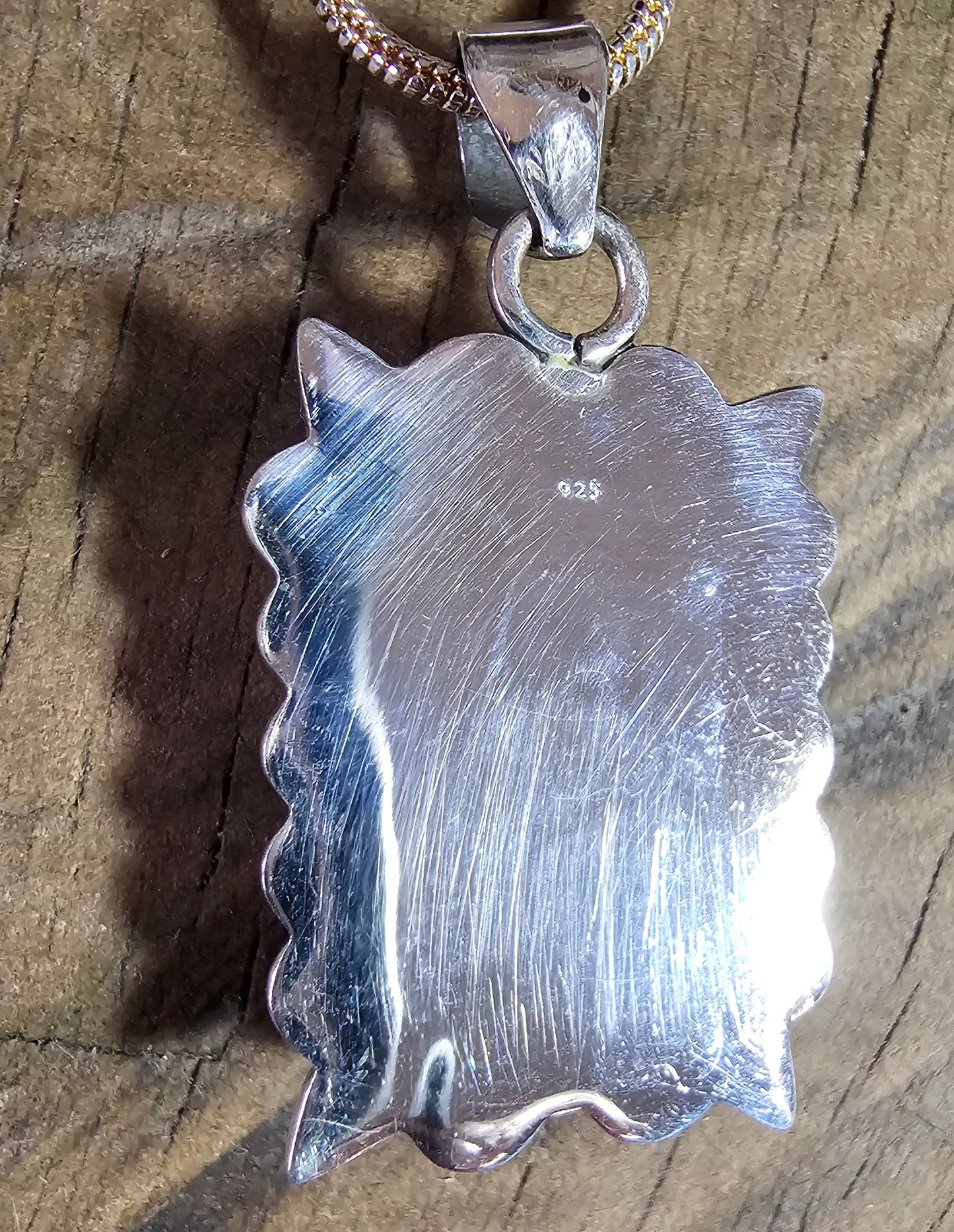 Cotton Candy Turquoise and Sterling Silver Pendant with SS Chain Necklace