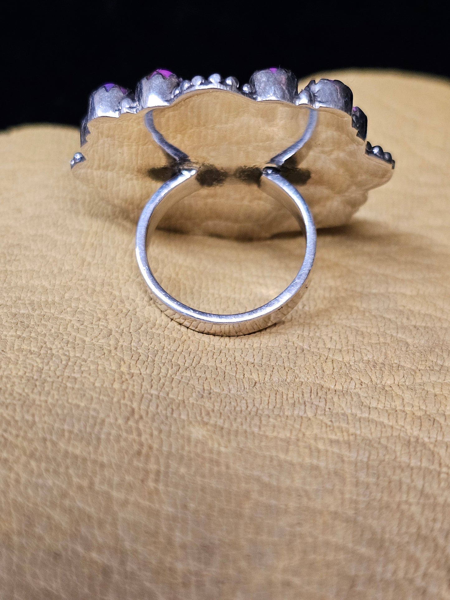 Purple Dahlia Purple Mojave Turquoise Sterling Silver Ring Size 5.75 Square Cut