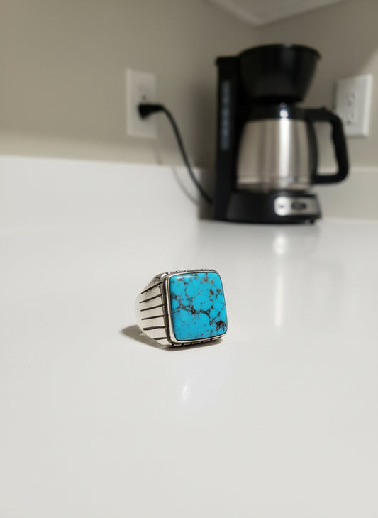 Trevor Jack Sterling Silver Ring Size 9.5 Navajo Kingman Turquoise Rare
