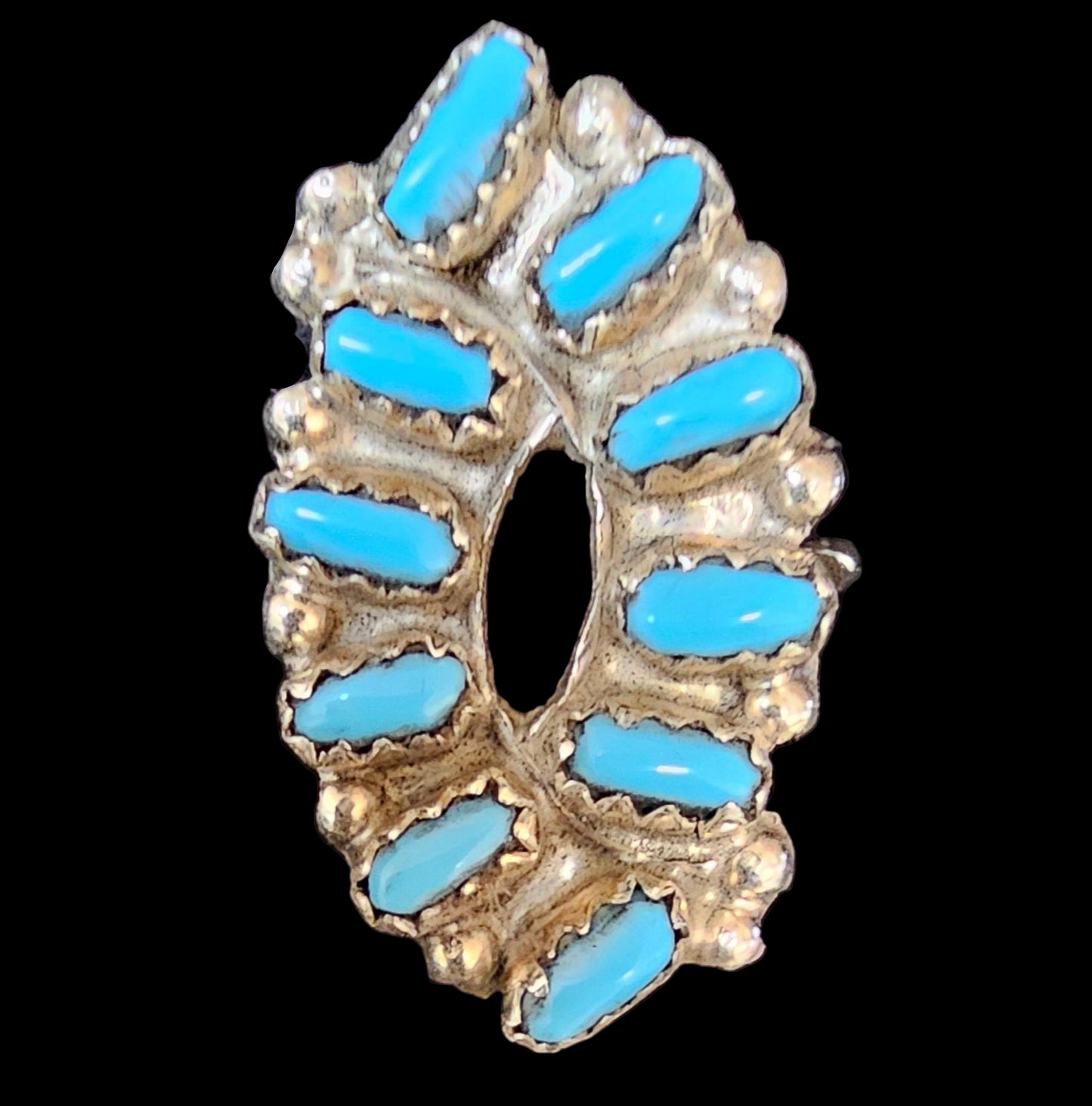 Native American Made Zuni Ring Tricia Leekity KIngman Turquoise Size 6.5