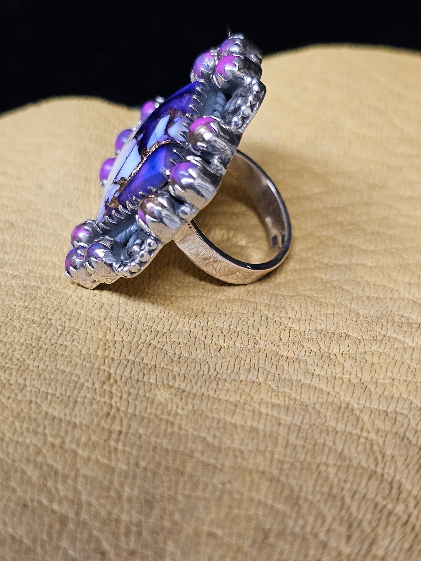 Purple Dahlia Purple Mojave Turquoise Sterling Silver Ring Size 5.75 Square Cut