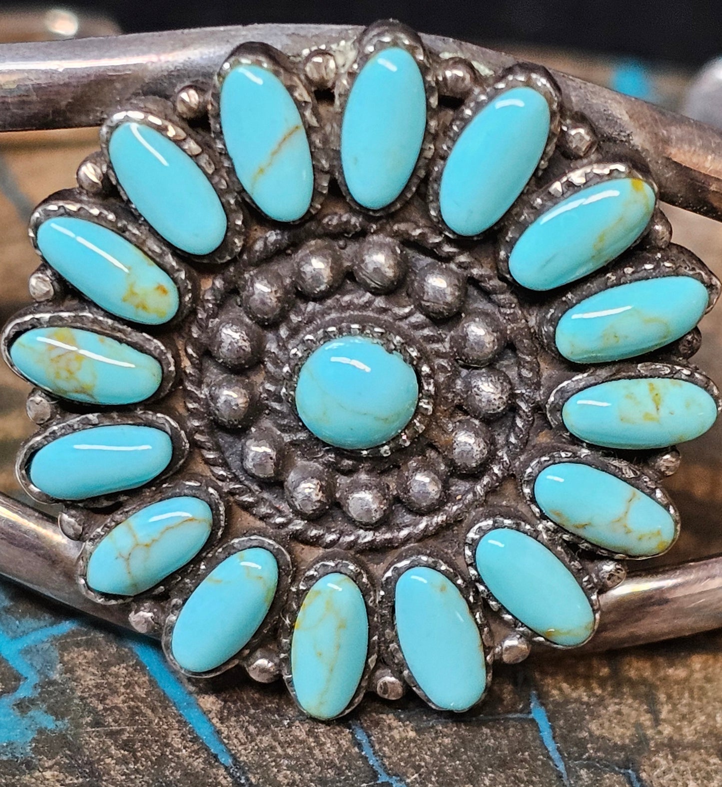 Zuni Cluster Cuff Sterling Silver Stamped 925