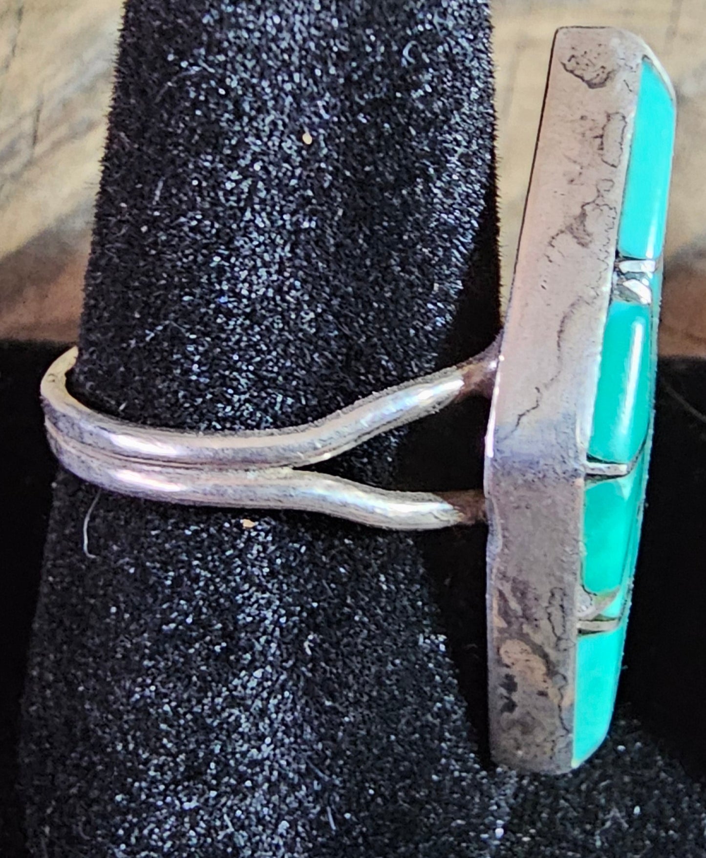 Vintage Inlay Zuni Ring Sterling Silver sz 6 1/4