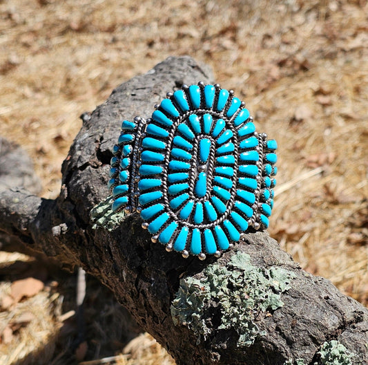 E. Wyaco Zuni Needlepoint Cuff Sterling Silver Native American Vintage