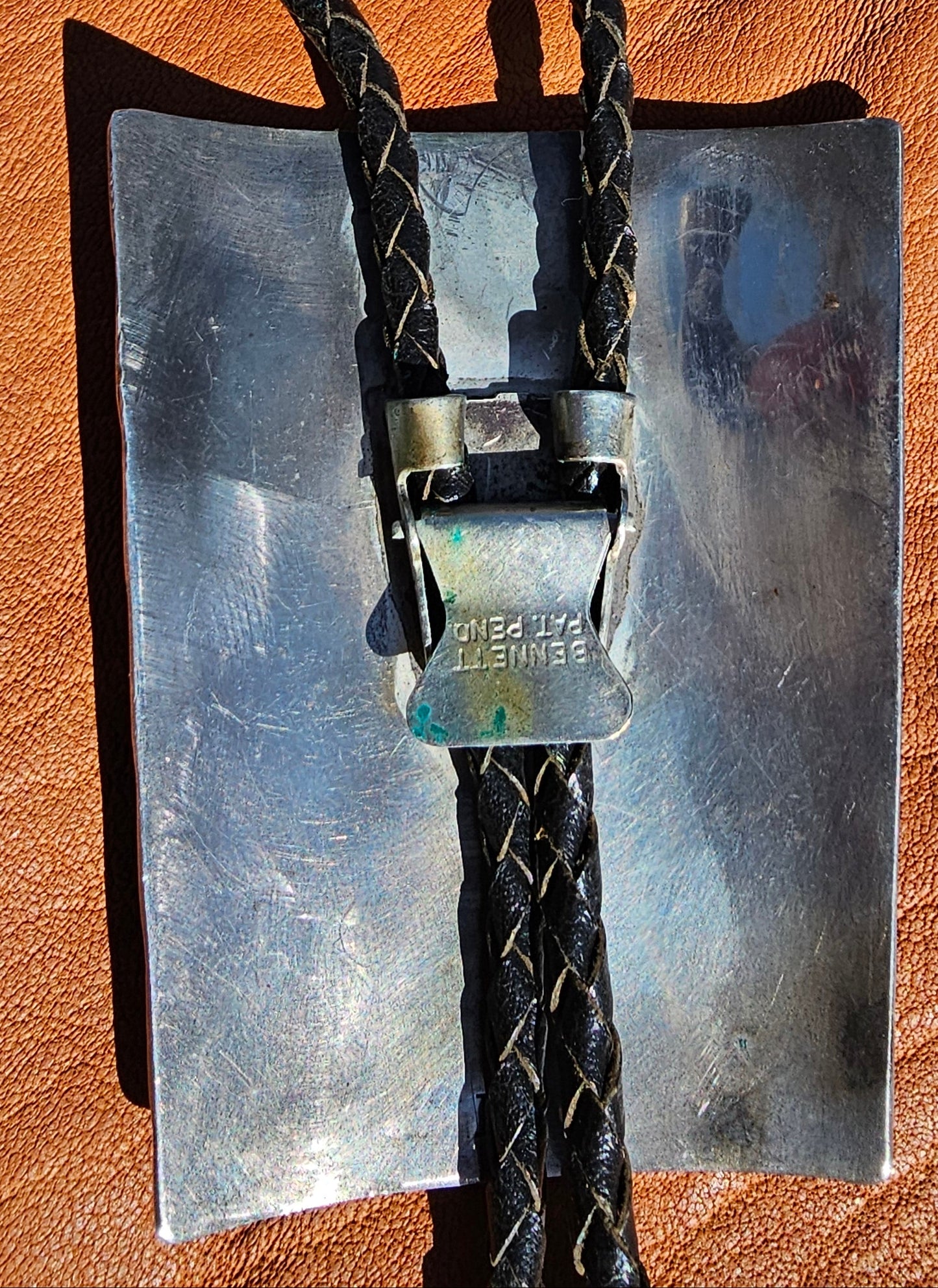 Vintage Bolo Tie Navajo Stamped Irene Platero Sterling Silver Turquoise Red Coral