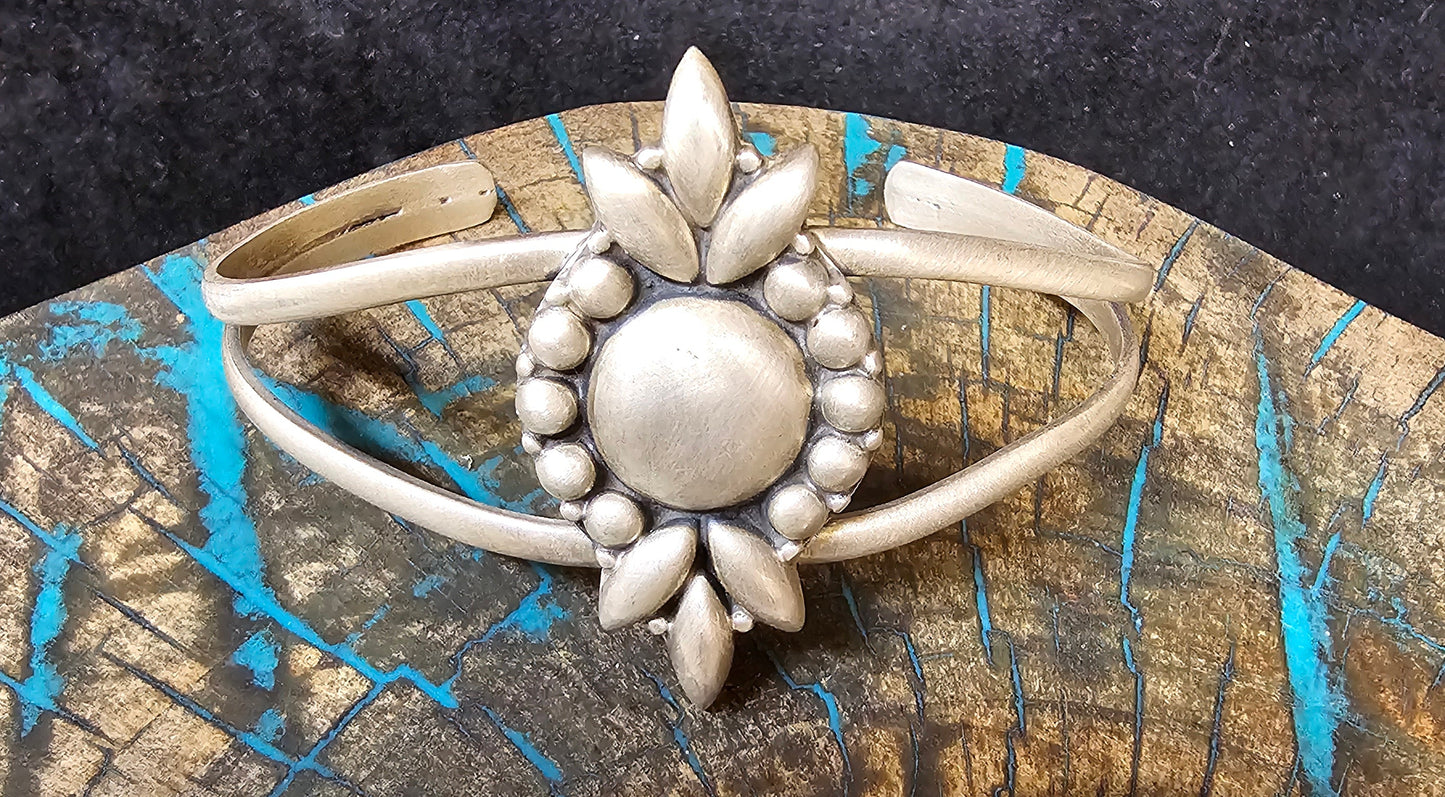 Sterling Silver Cuff with Floral Design Southwestern