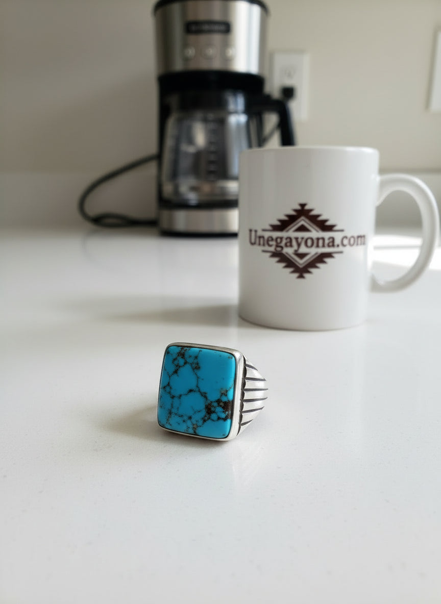 Trevor Jack Sterling Silver Ring Size 9.5 Navajo Kingman Turquoise Rare