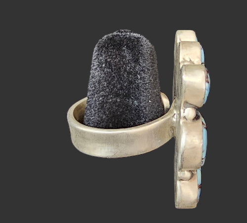 Golden Hills Turquoise & Brushed Sterling SIlver Ring Adjustable