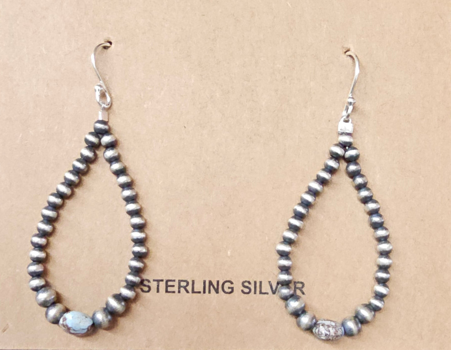 Sterling Silver Navajo Pearls with Golden Hills Turquoise Hoop Earrings