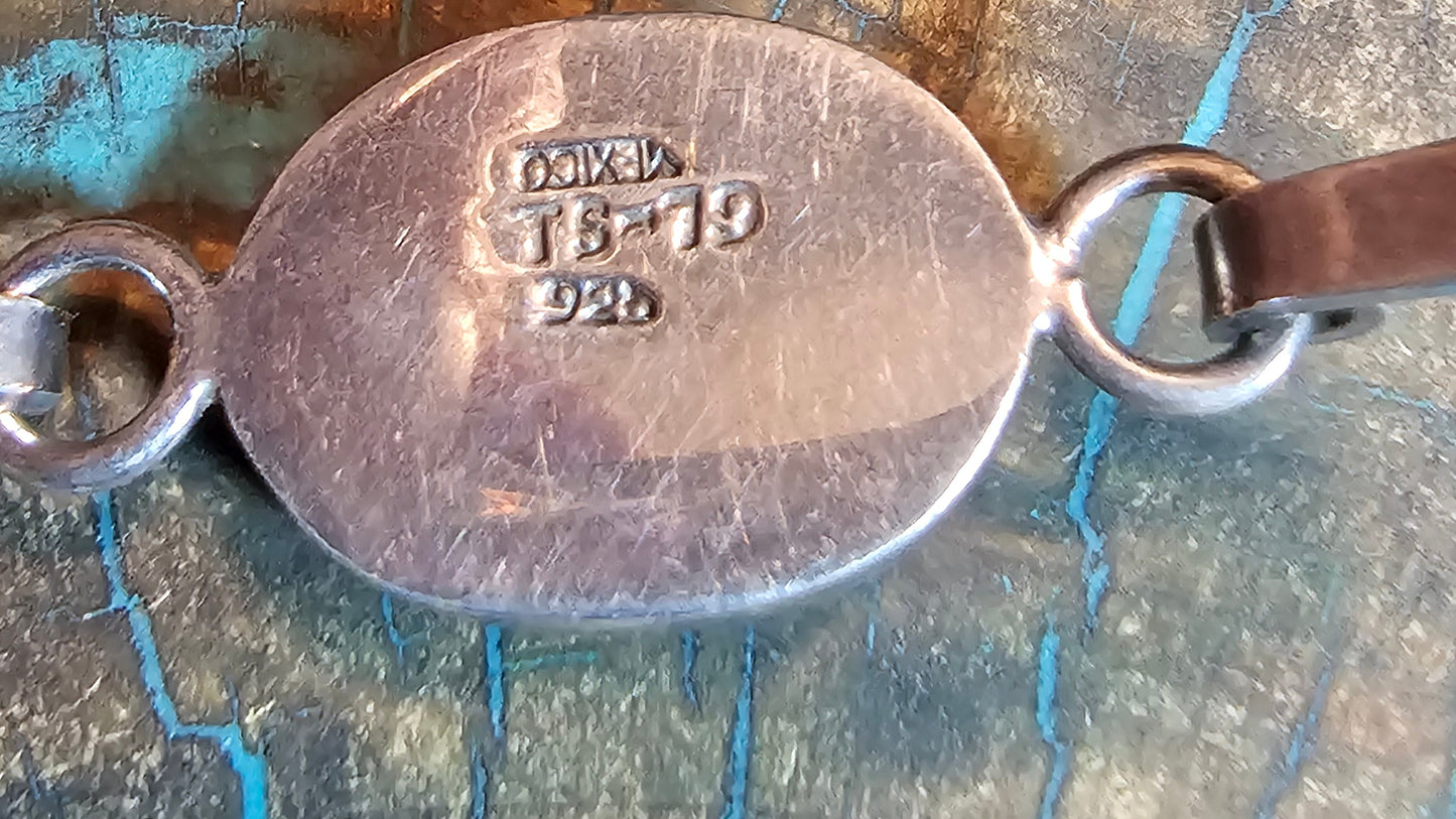 Vintage Spiny Oyster and Sterling Silver Hinged Bracelet Mexico.