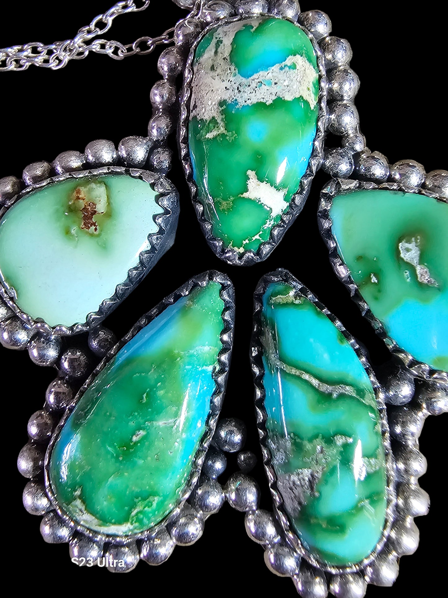 Sonoran Gold Turquoise set in Sterling Silver With SS Chain Necklace