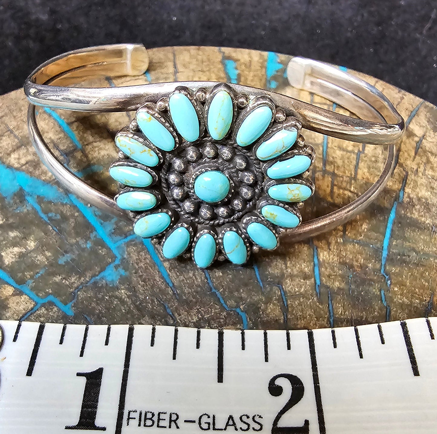 Zuni Cluster Cuff Sterling Silver Stamped 925