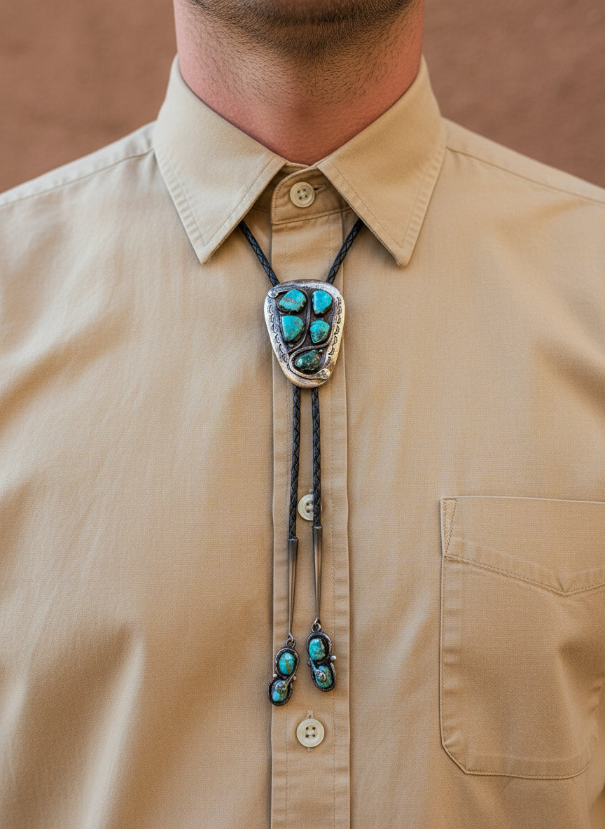 Effie Calavaza Zuni Bolo Tie Sterling Vintage RARE 110 Grams