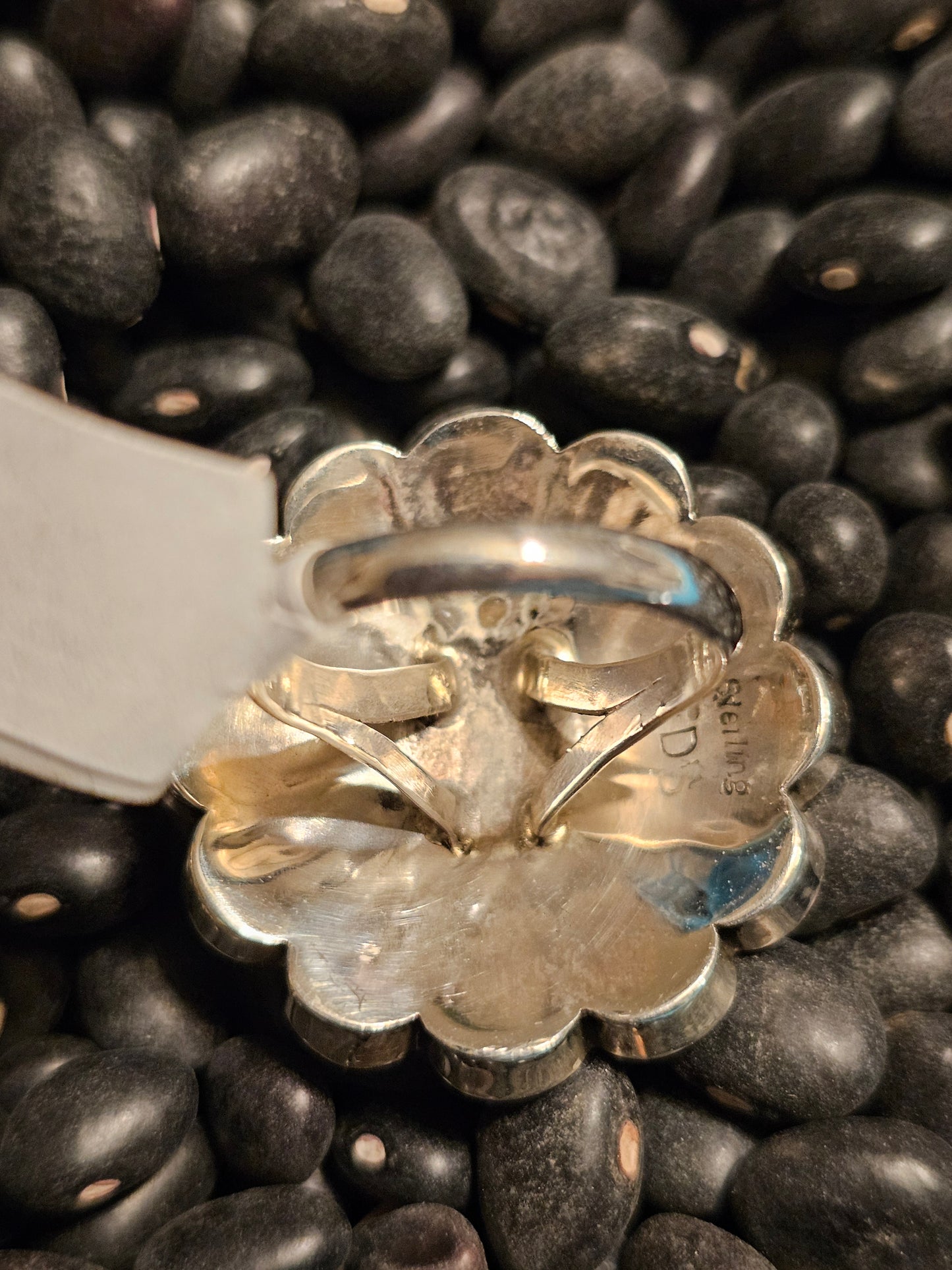 Denise Shiraz Zuni Sunface Ring Turquoise Coral Onyx Mother of Pearl Sterling Sz 6