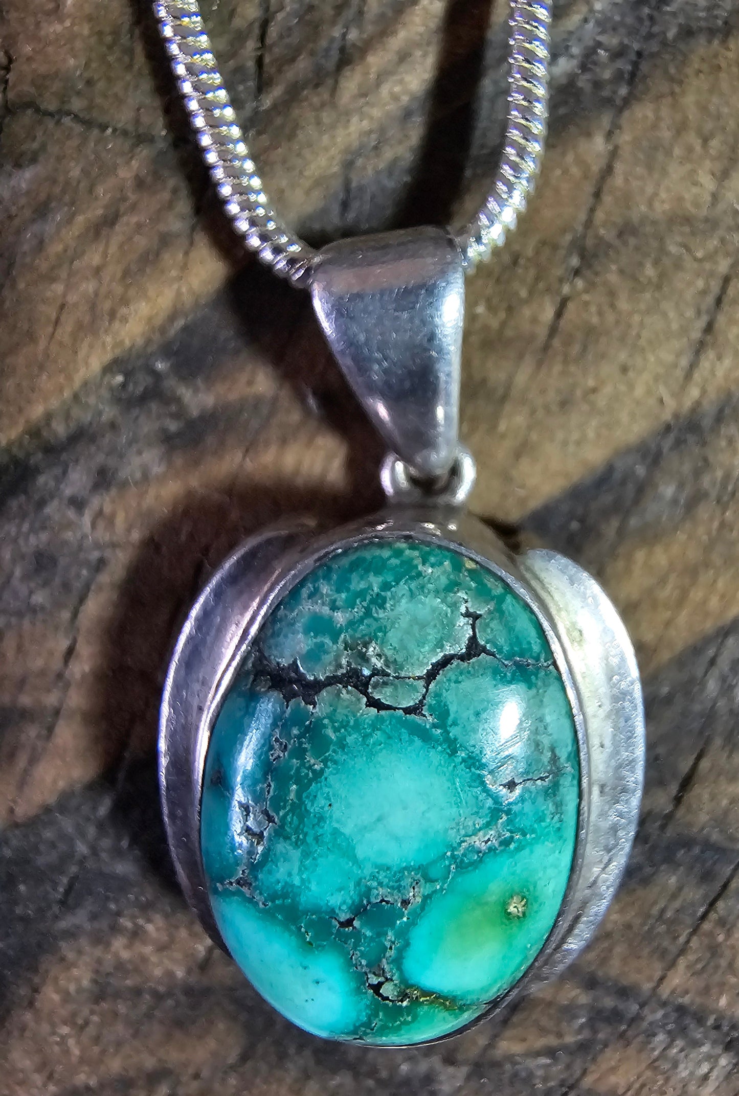Vintage Turquoise Hubei Pendant Sterling Silver