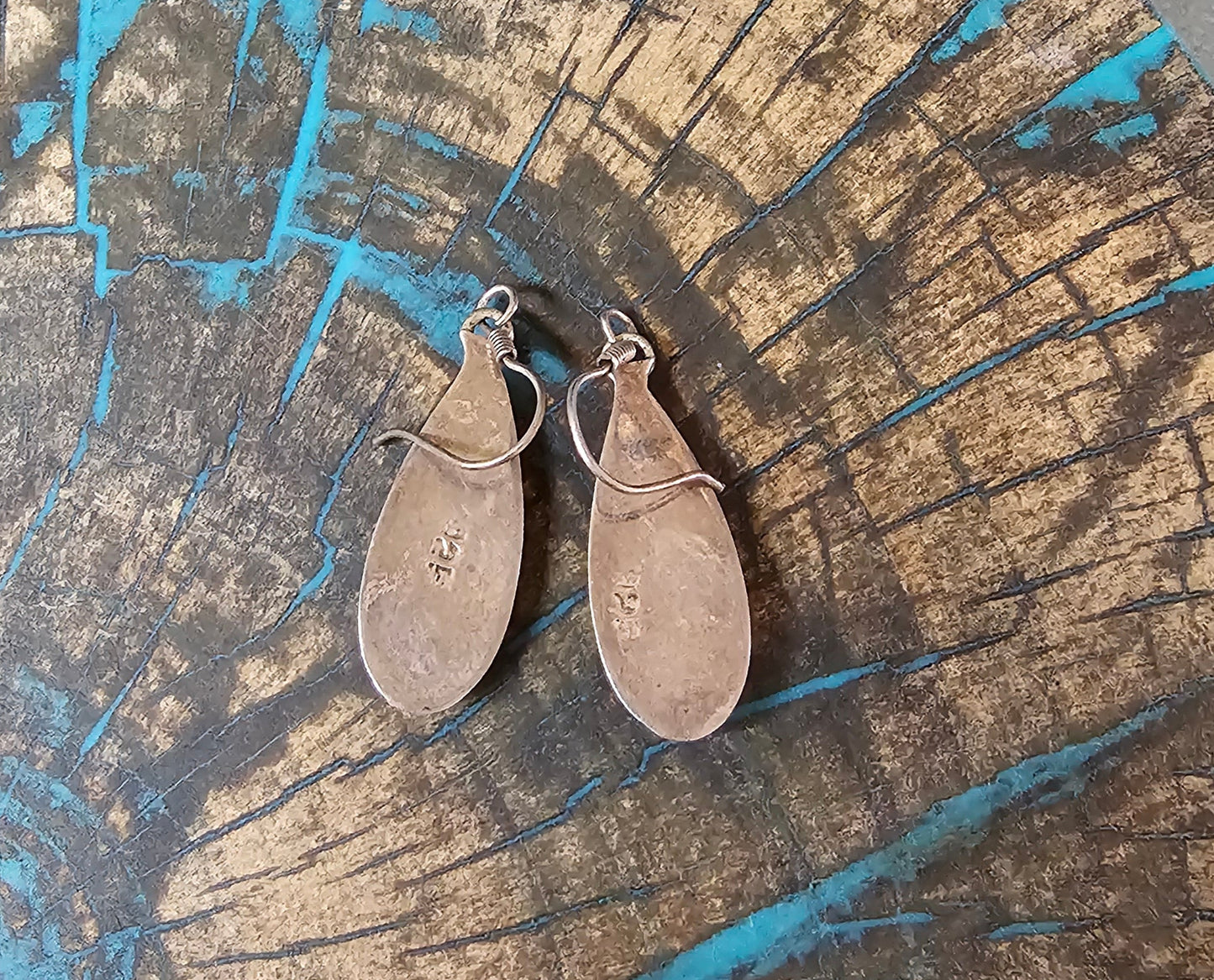 VIntage Sterling Silver Tear Drop Earrings Sleeping Beauty Turquoise