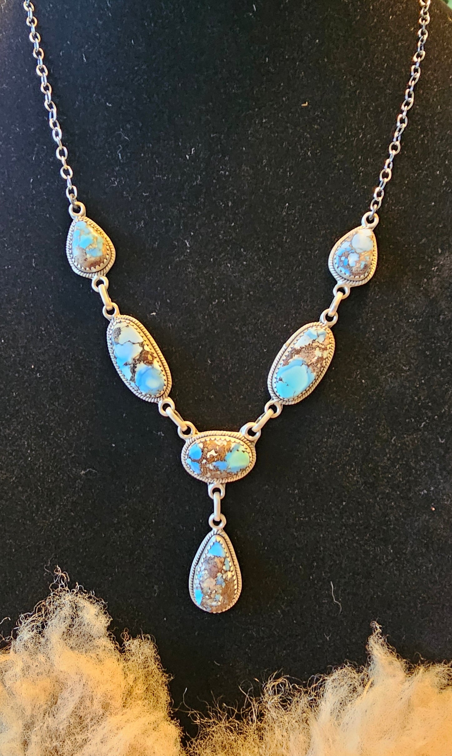 Golden Hils Turquoise Sterling Silver Southwestern Lariart 16 "