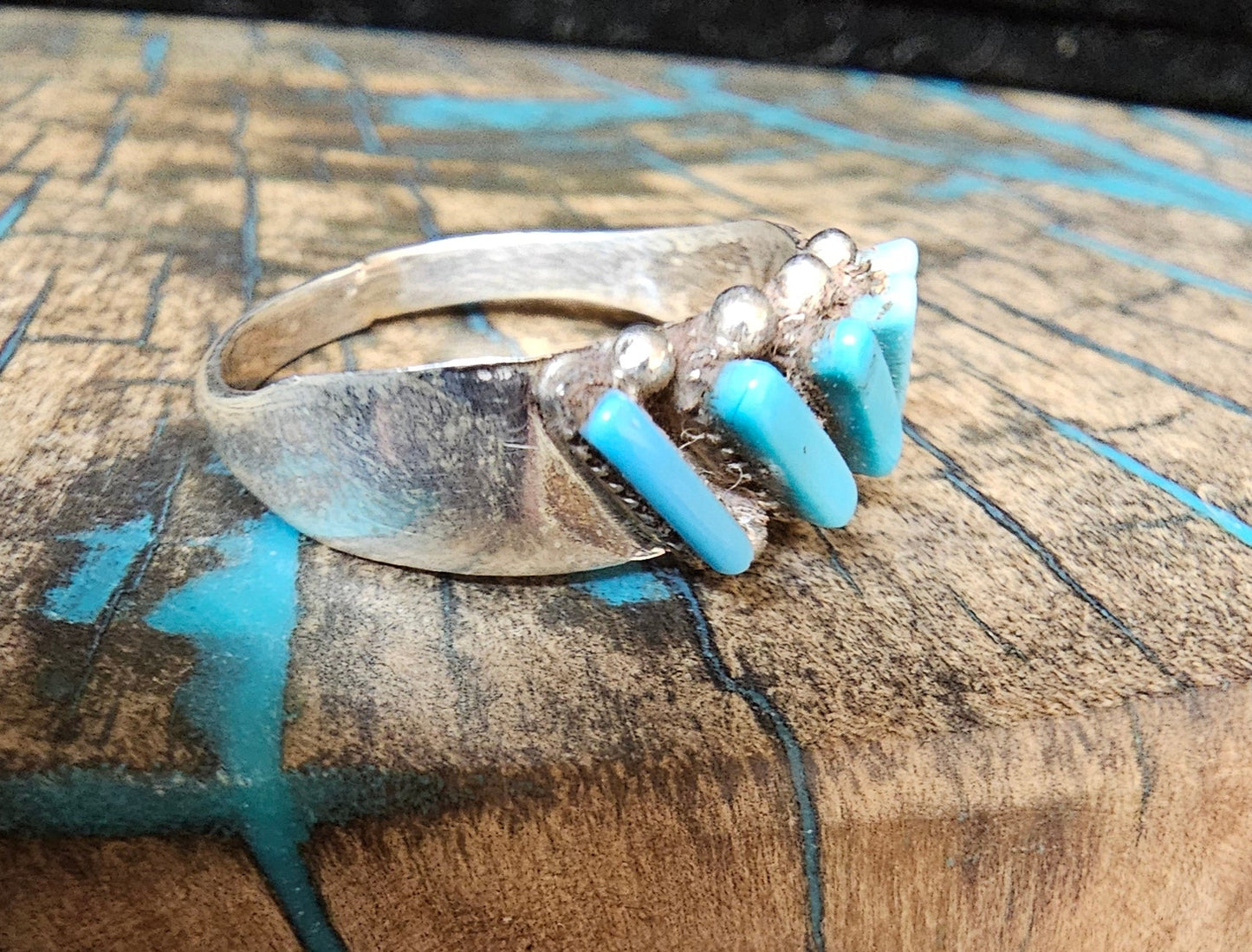 Zuni Native American made by Cletus LaMay Ring Sz 6 Vintage