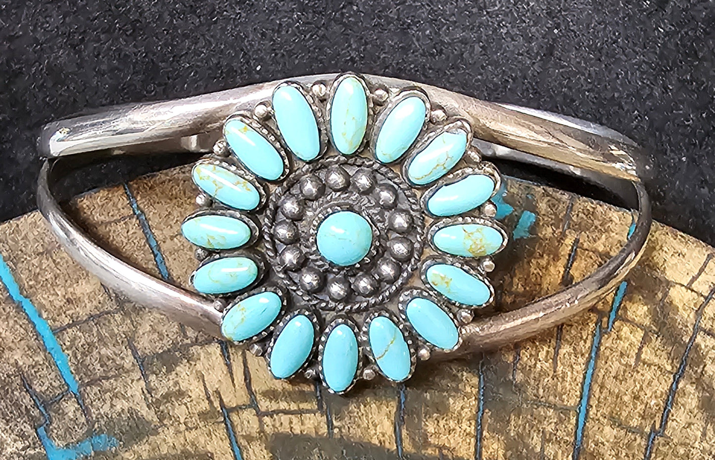 Zuni Cluster Cuff Sterling Silver Stamped 925