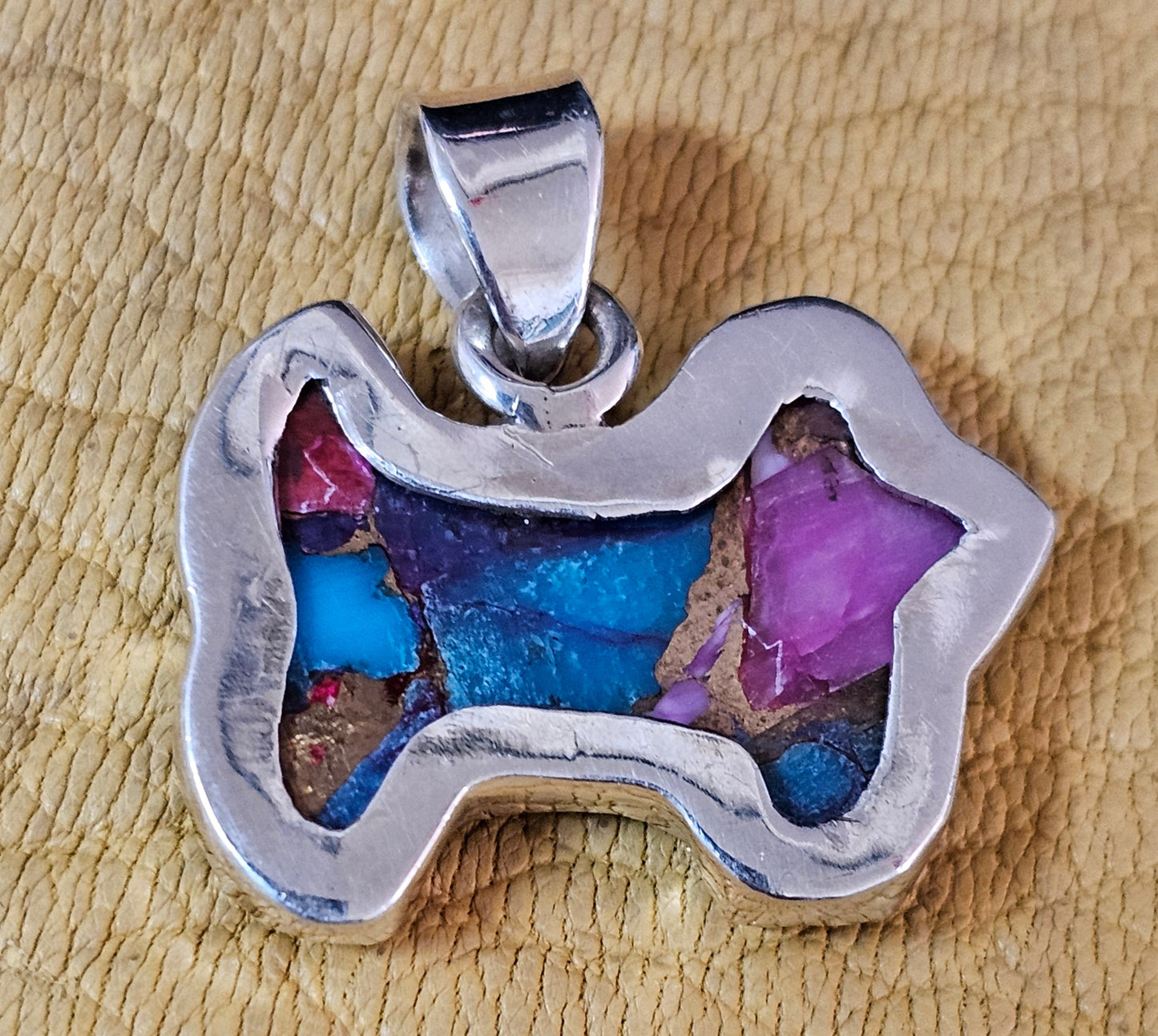 Dog Cow Red Dahlia, Purple Dahlia Spiny Oyster Pendants Lot of five Sterling Silver