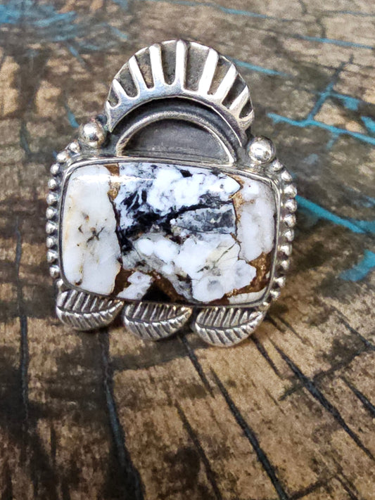 White Buffalo Sterling Silver Ring Size 8 Southwestern