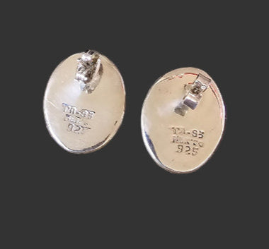 Mexico Sterling Silver Sleeping Beauty Turquoise Earrings 925 Oval Shape Vintage