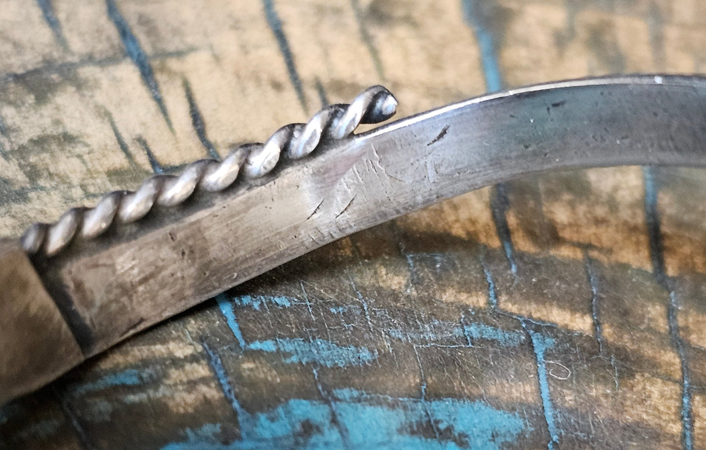 Vintage Navajo Cuff Sterling Silver & Turquoise Trading Post Mark