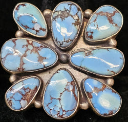 Golden Hills Turquoise & Brushed Sterling SIlver Ring Adjustable