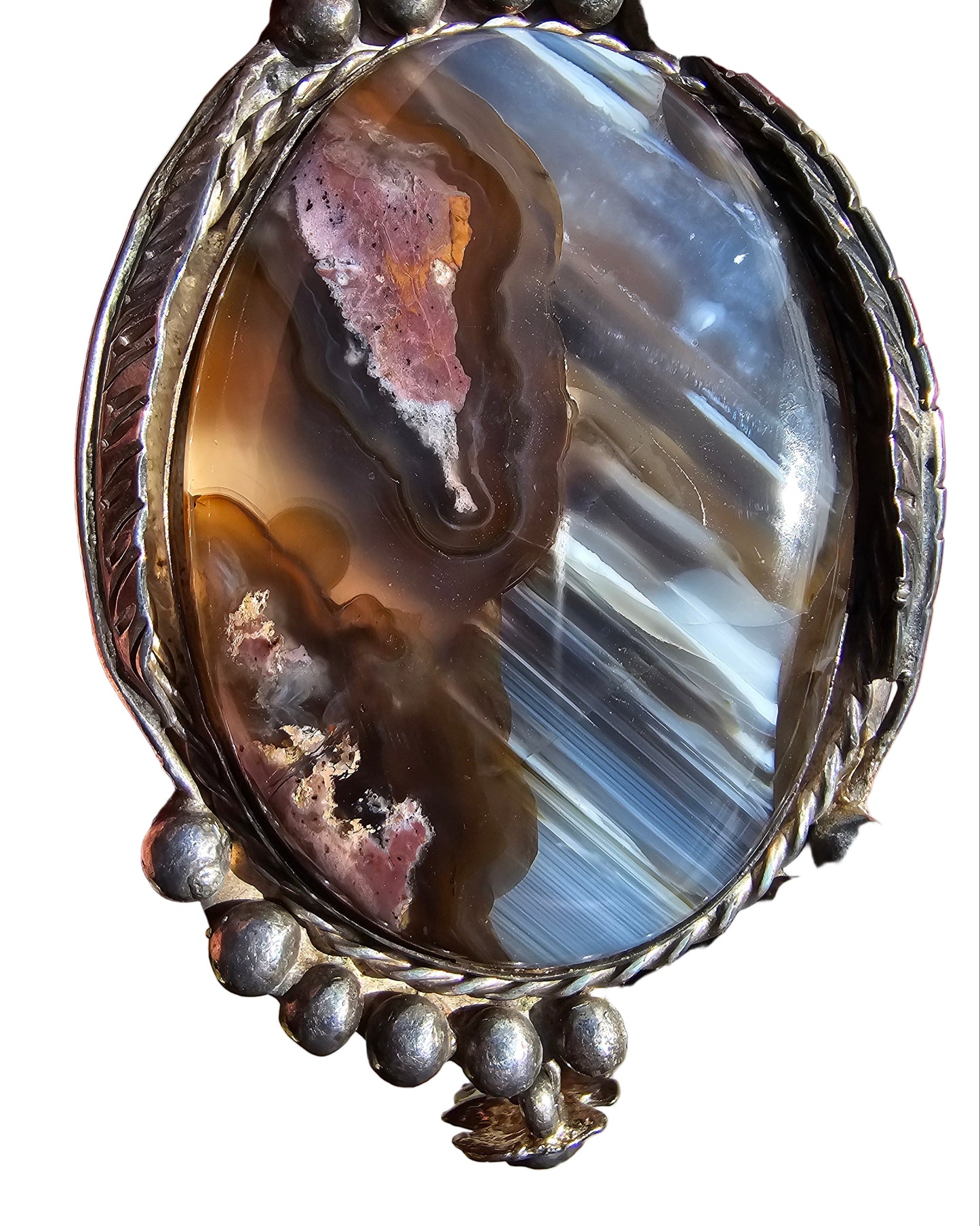 Vintage Agate Bolo Tie James Shay Navajo Sterling Silver Turquoise Red Coral