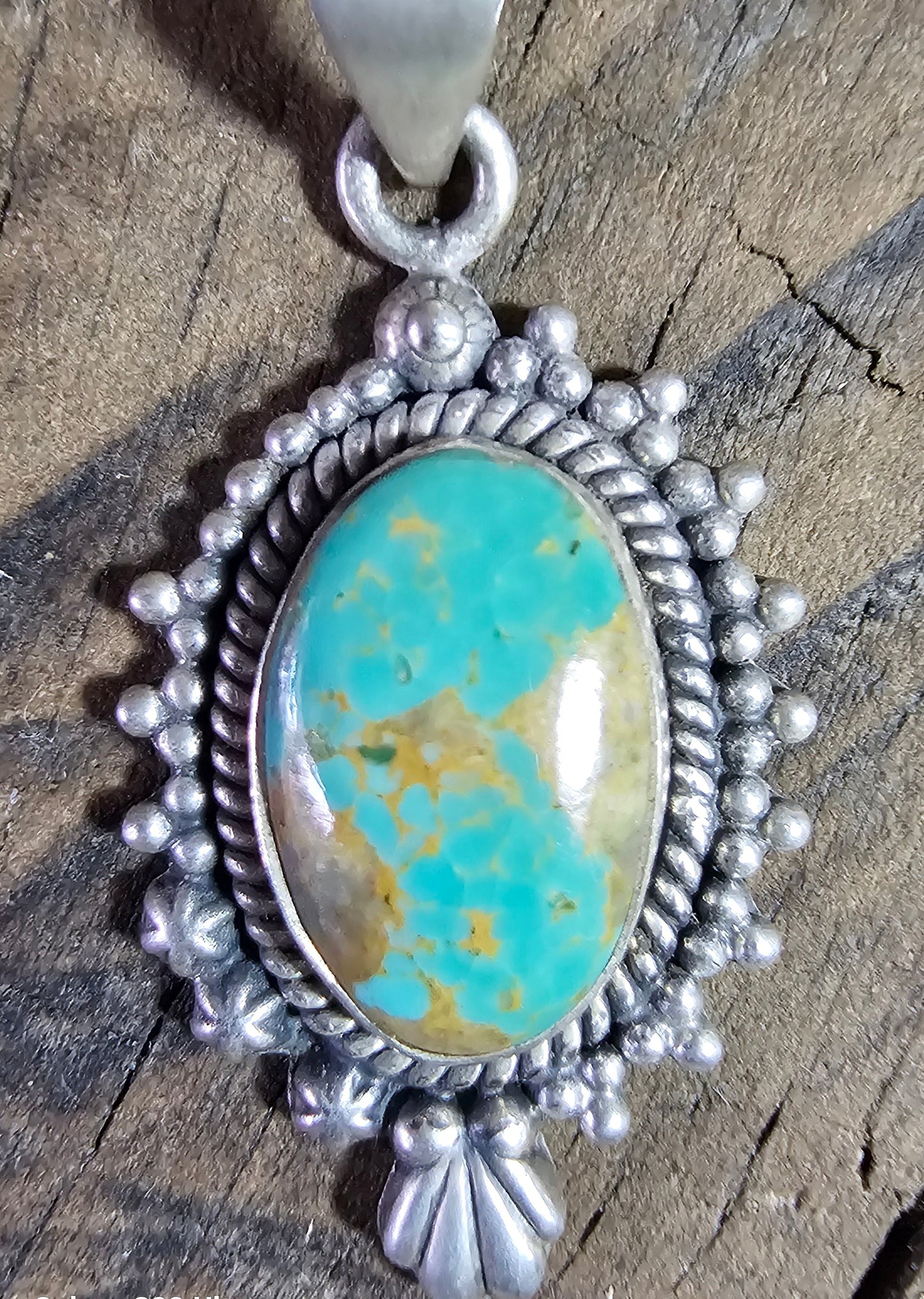 Kingman Turquoise Pendant set in Sterling Silver