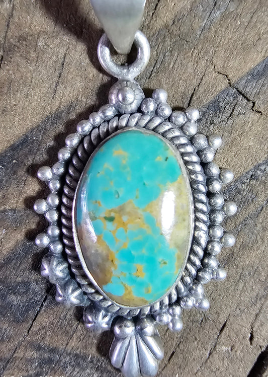 Kingman Turquoise Pendant set in Sterling Silver